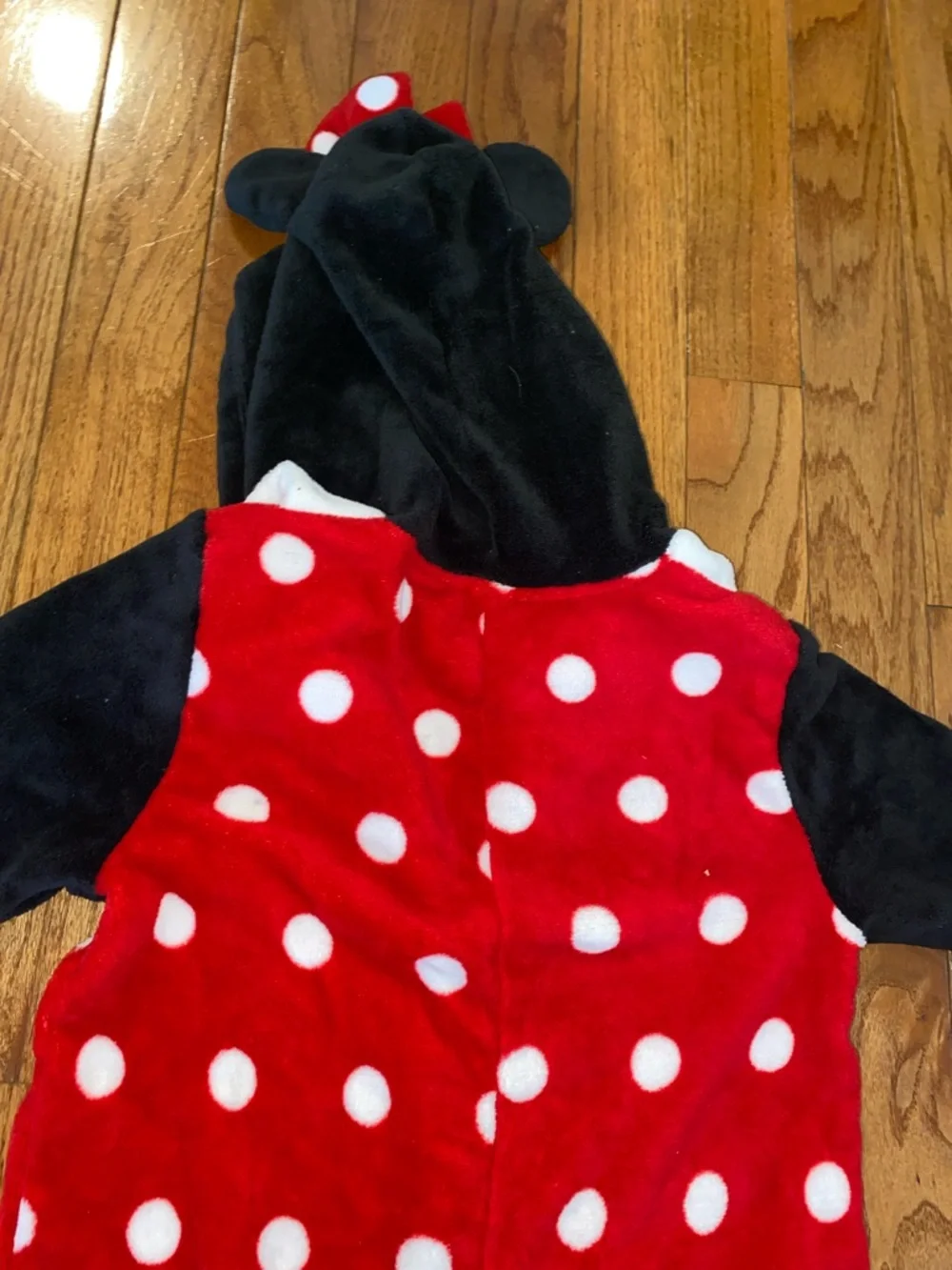 Disney Red & White Polka Dot Minnie Mouse Footed One-Piece - Picture 7 of 9